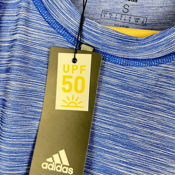 Adidas Athletic T-shirt short sleeve heather blue UPF50 sun protection Size Sm - Picture 3 of 6
